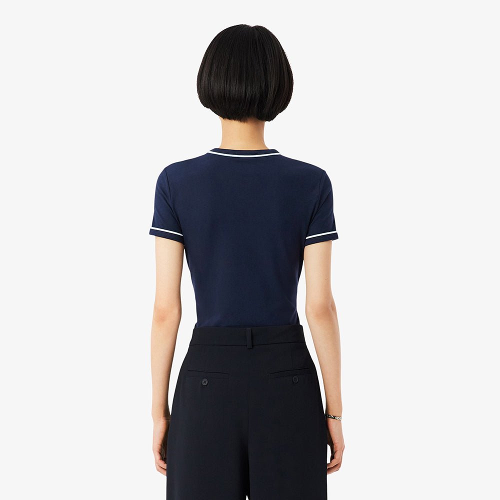 חולצת טישירט קצרה לקוסט Contrast Trim Jersey נשים