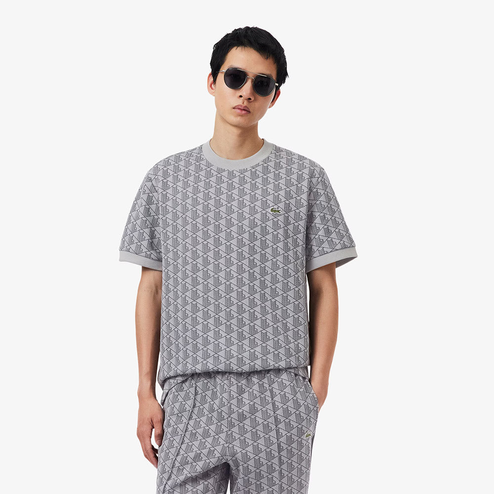 חולצת טישירט קצרה לקוסט Monogram Jacquard גברים