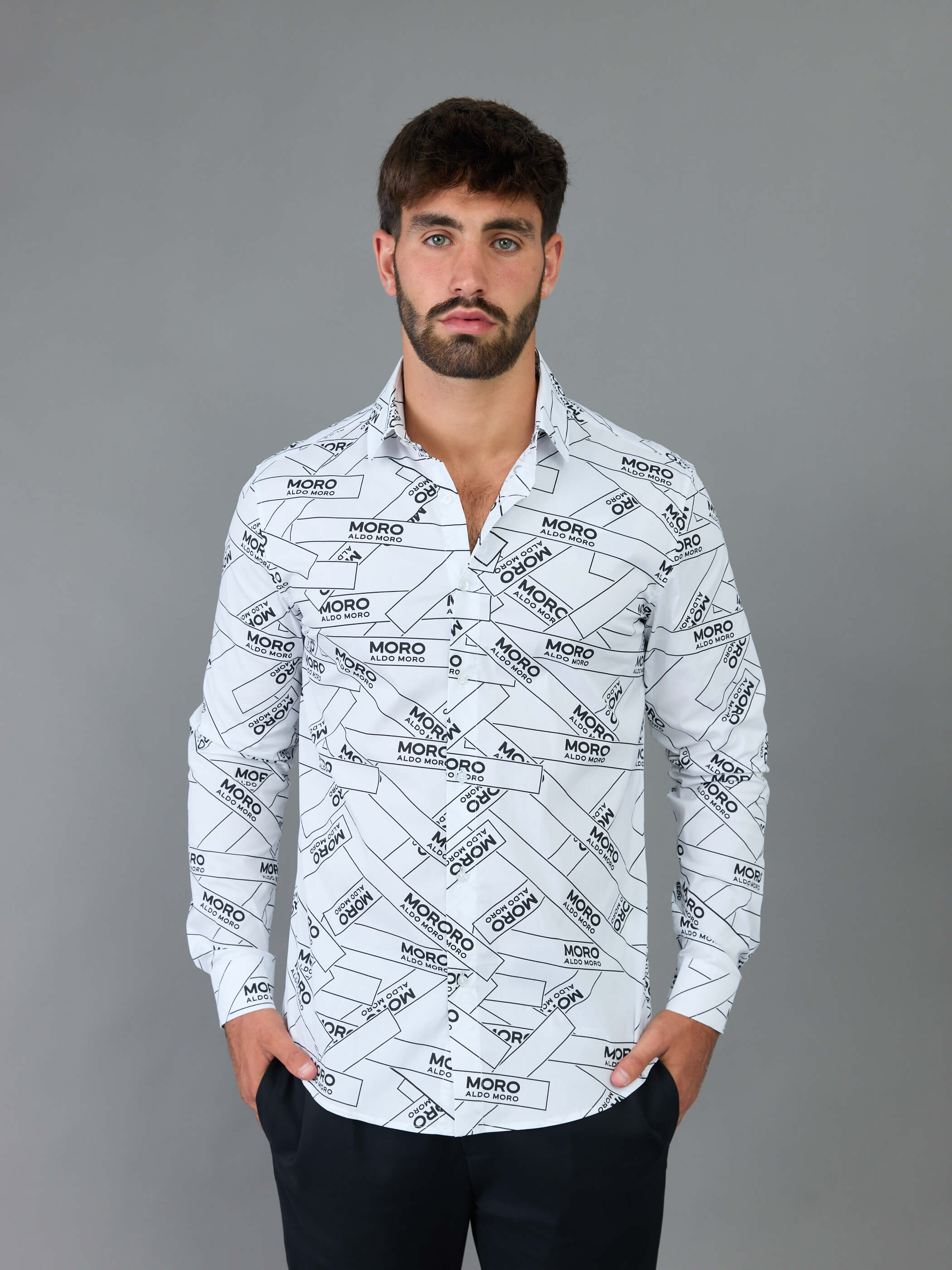 חולצה מכופתרת אלדו מורו All Over Logo גברים