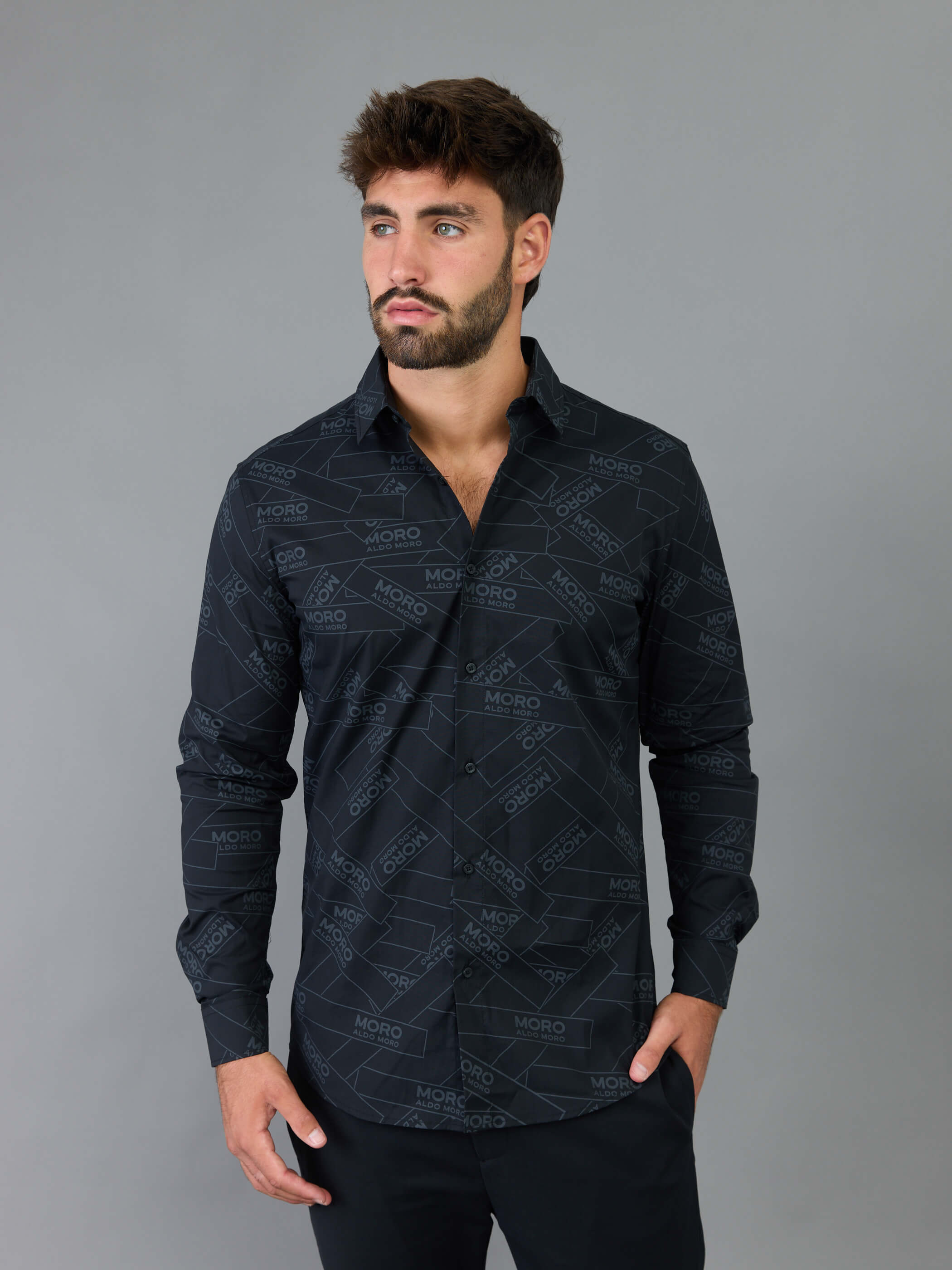 חולצה מכופתרת אלדו מורו All Over Logo גברים