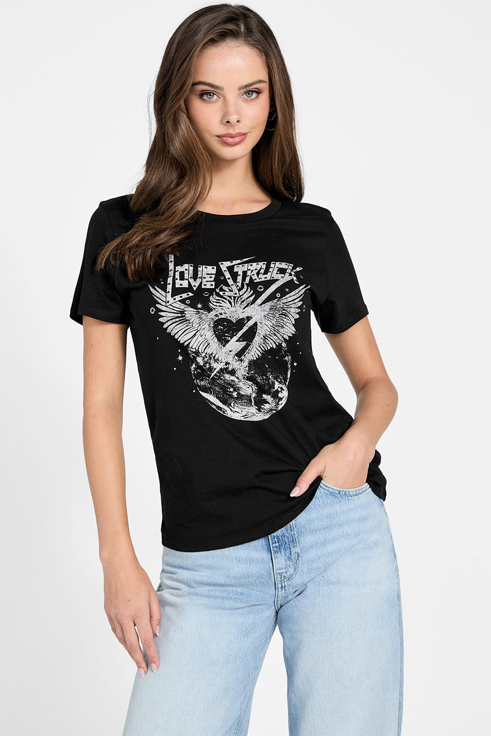 חולצת טישירט קצרה Guess Printed נשים