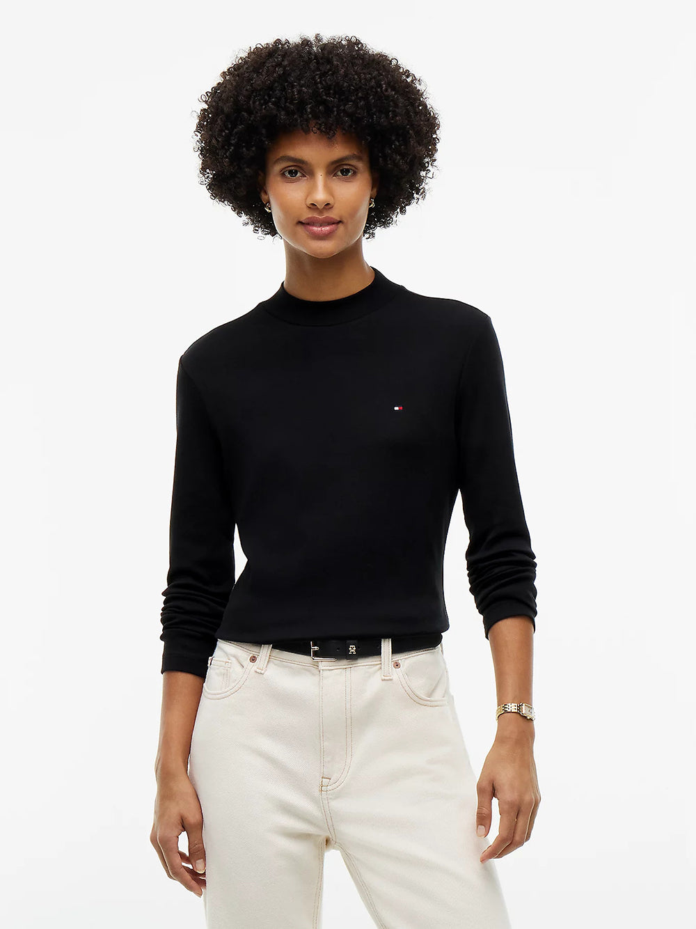 חולצת טישירט ארוכה טומי הילפיגר Slim Mock Neck נשים