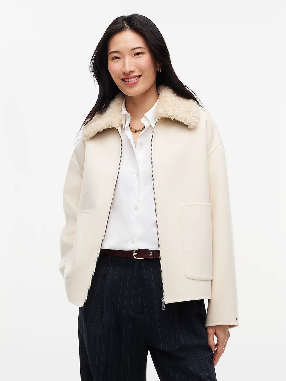 ג'קט טומי הילפיגר Double-Faced Wool Blend Relaxed נשים - thr-WW0WW52915-AEF-XS