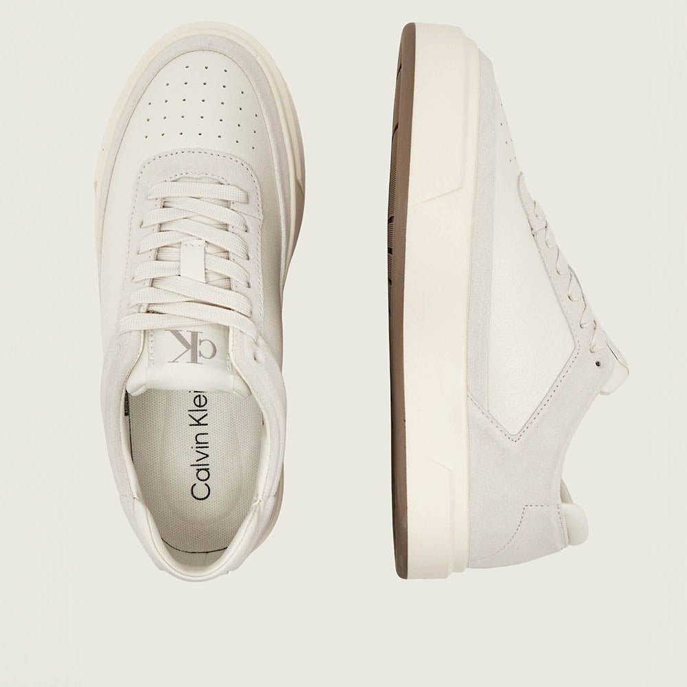 נעלי קלווין קליין Leather and Suede Signature Trainers נשים