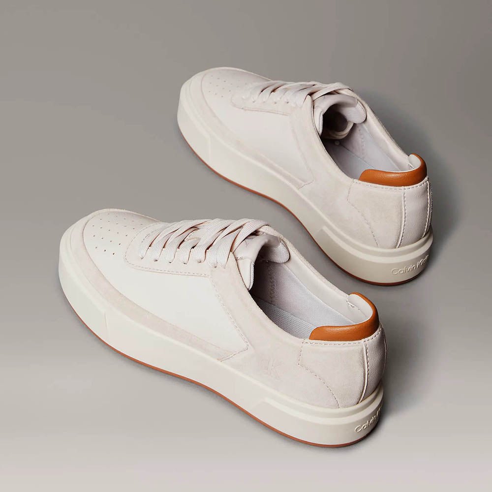 נעלי קלווין קליין Leather and Suede Signature Trainers נשים