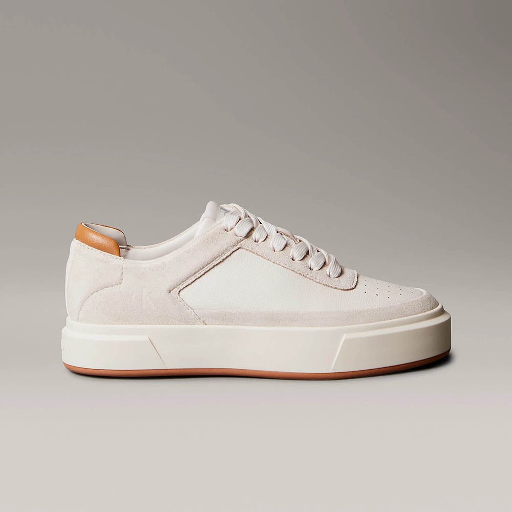 נעלי קלווין קליין Leather and Suede Signature Trainers נשים