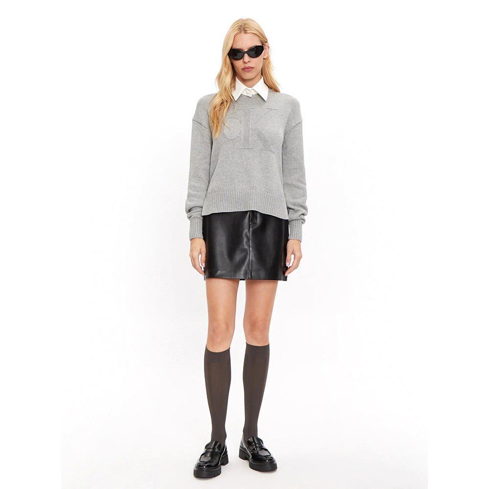 סווטשירט קלווין קליין Cotton Wool Monogram Jumper נשים