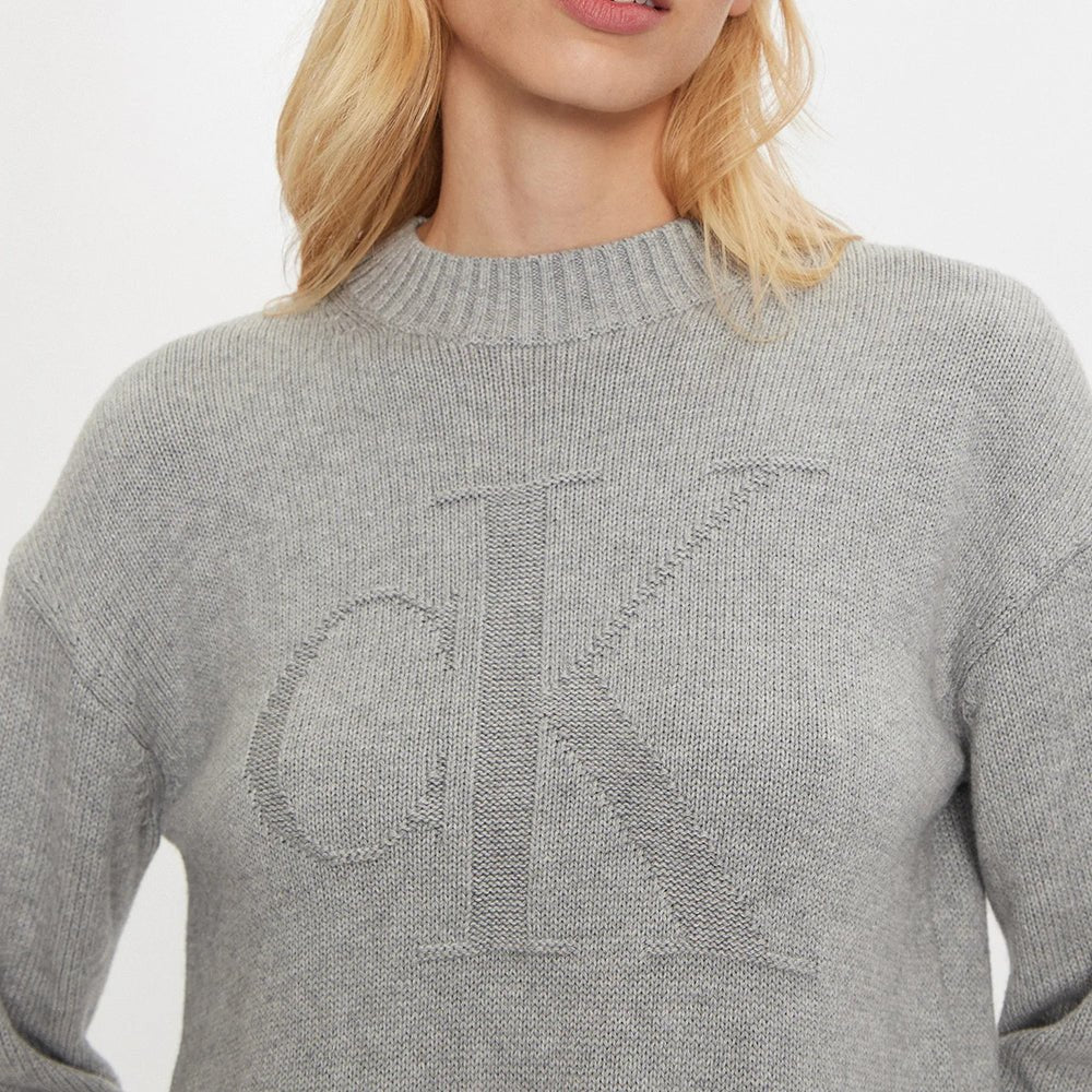 סווטשירט קלווין קליין Cotton Wool Monogram Jumper נשים