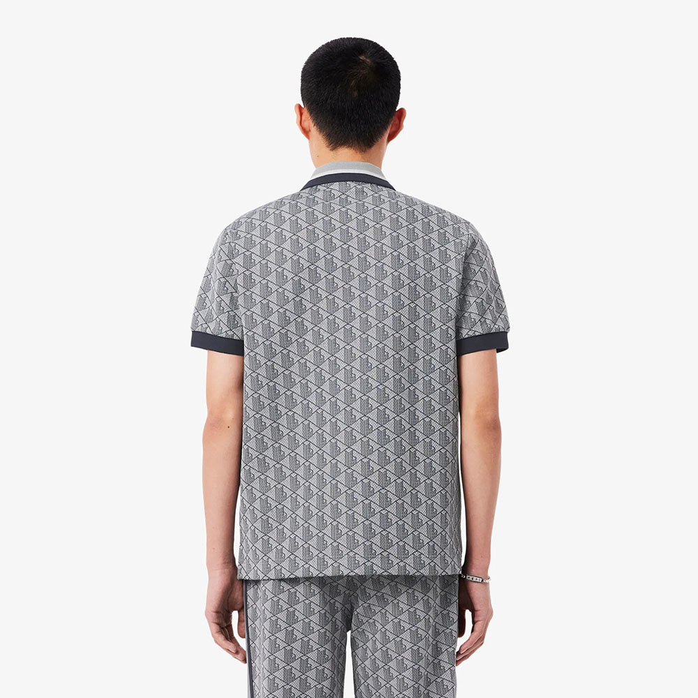 חולצת פולו לקוסט Classic Fit Monogram Jacquard גברים