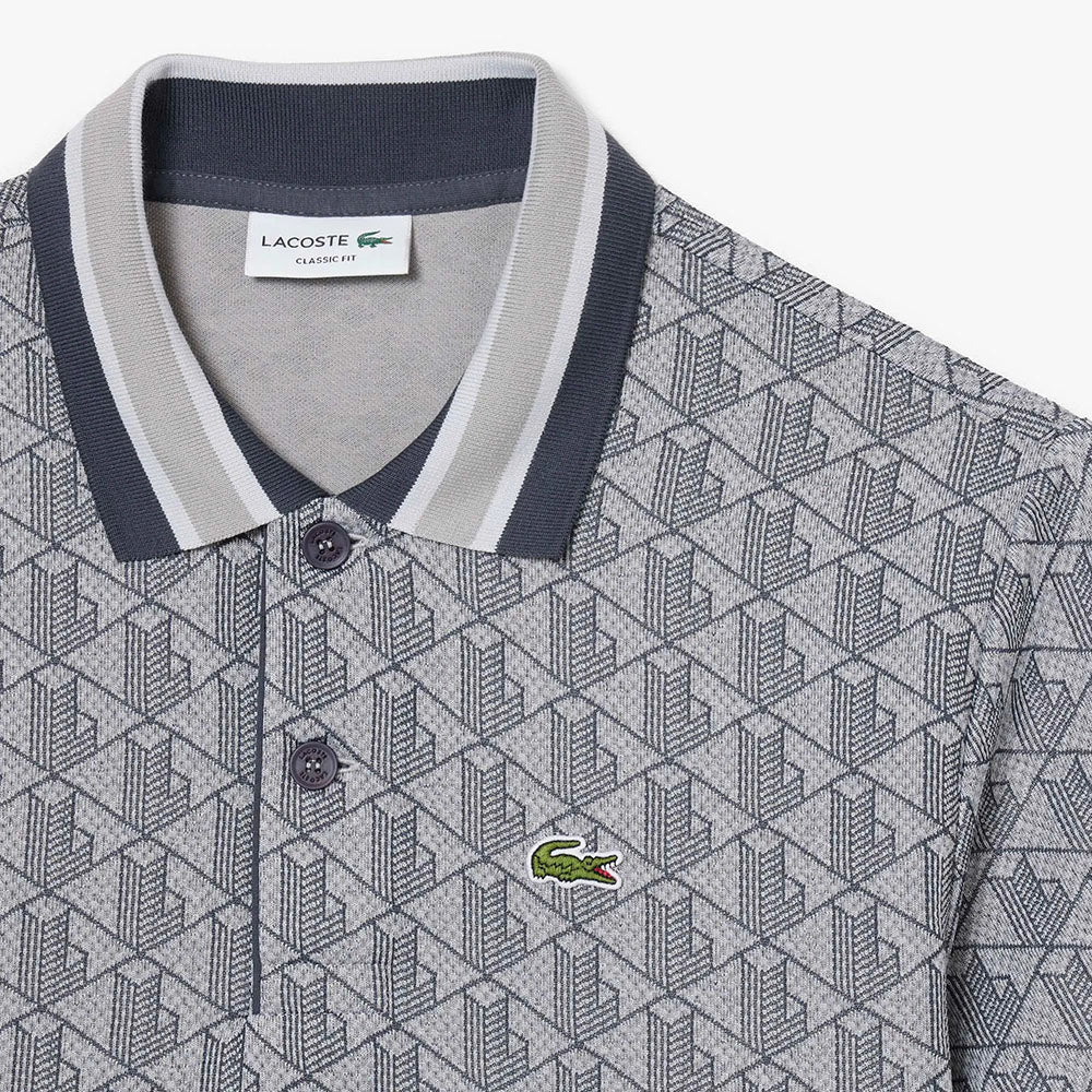 חולצת פולו לקוסט Classic Fit Monogram Jacquard גברים