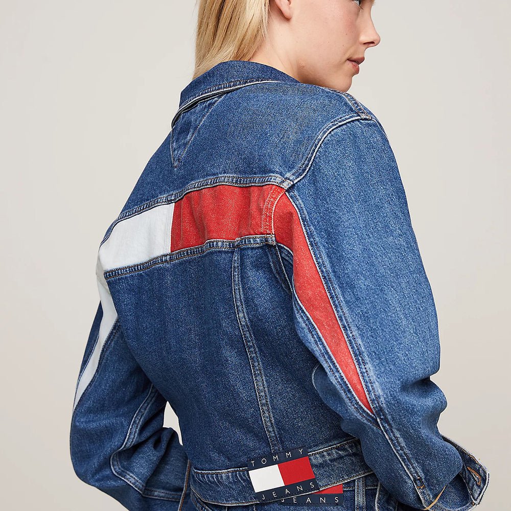 ג'קט ג'ינס טומי הילפיגר Archive Cropped Denim Trucker נשים