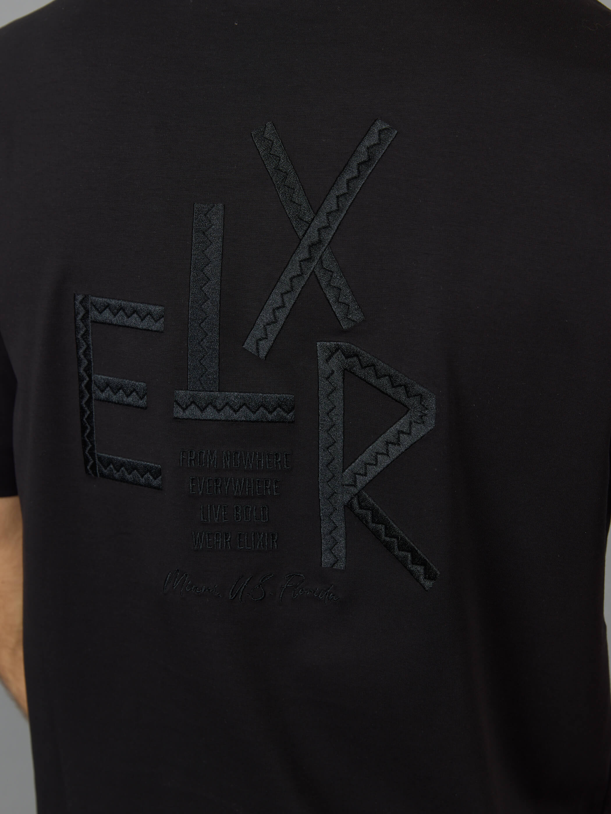 חולצת טישירט קצרה אליקסיר Back Large Embroidered Logo גברים
