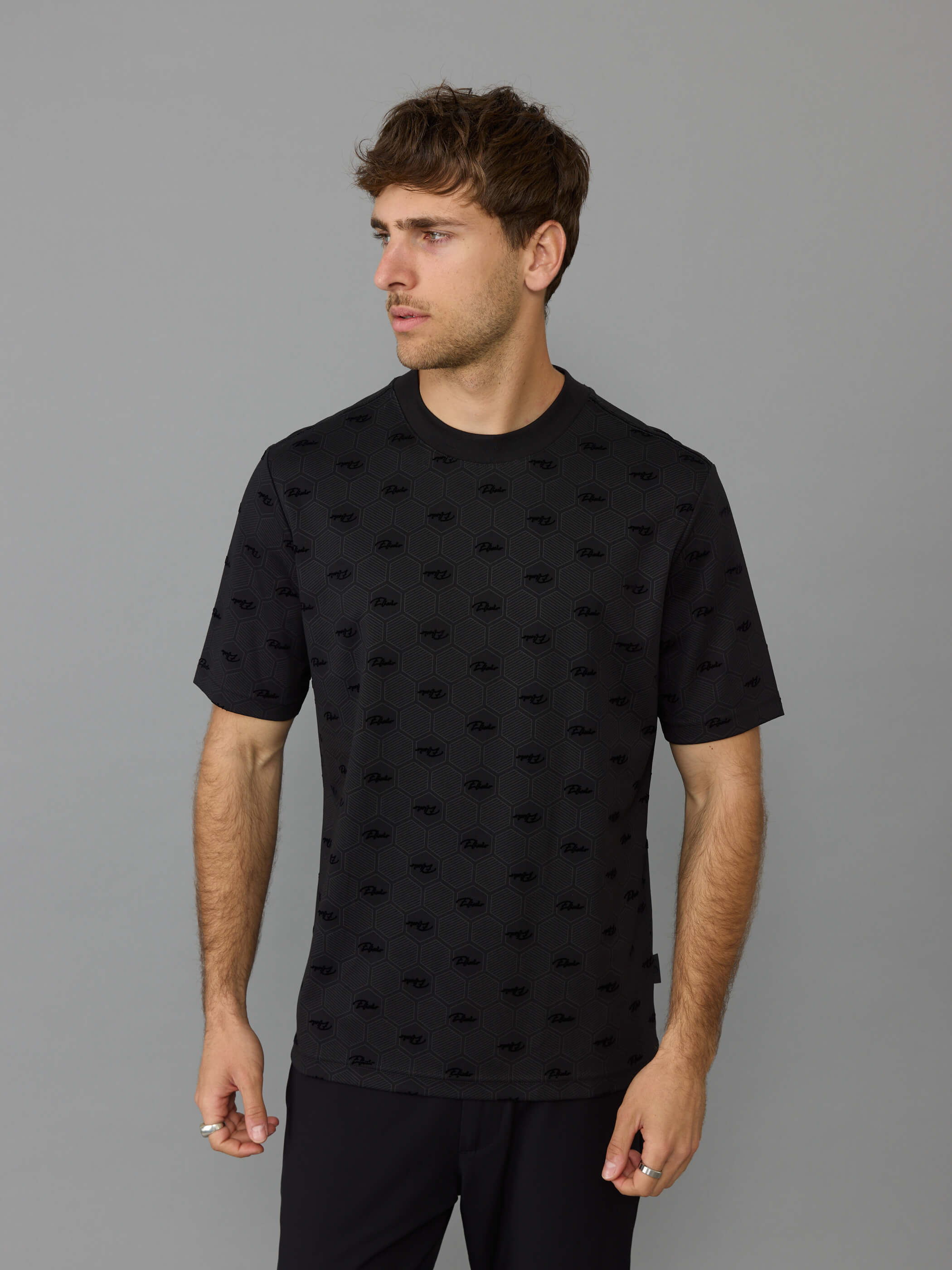 חולצת טישירט קצרה אליקסיר All Over Hexagon Logo גברים