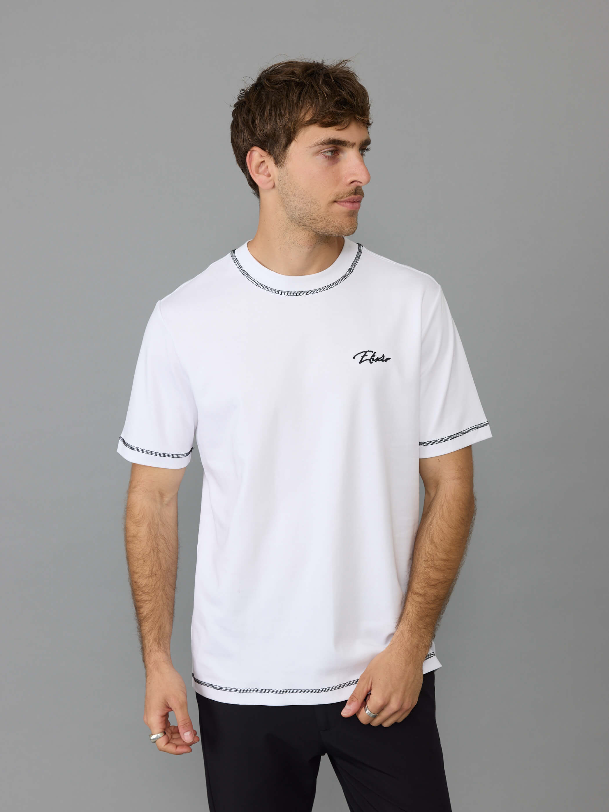 חולצת טישירט קצרה אליקסיר Small Logo & Hand Sewing גברים