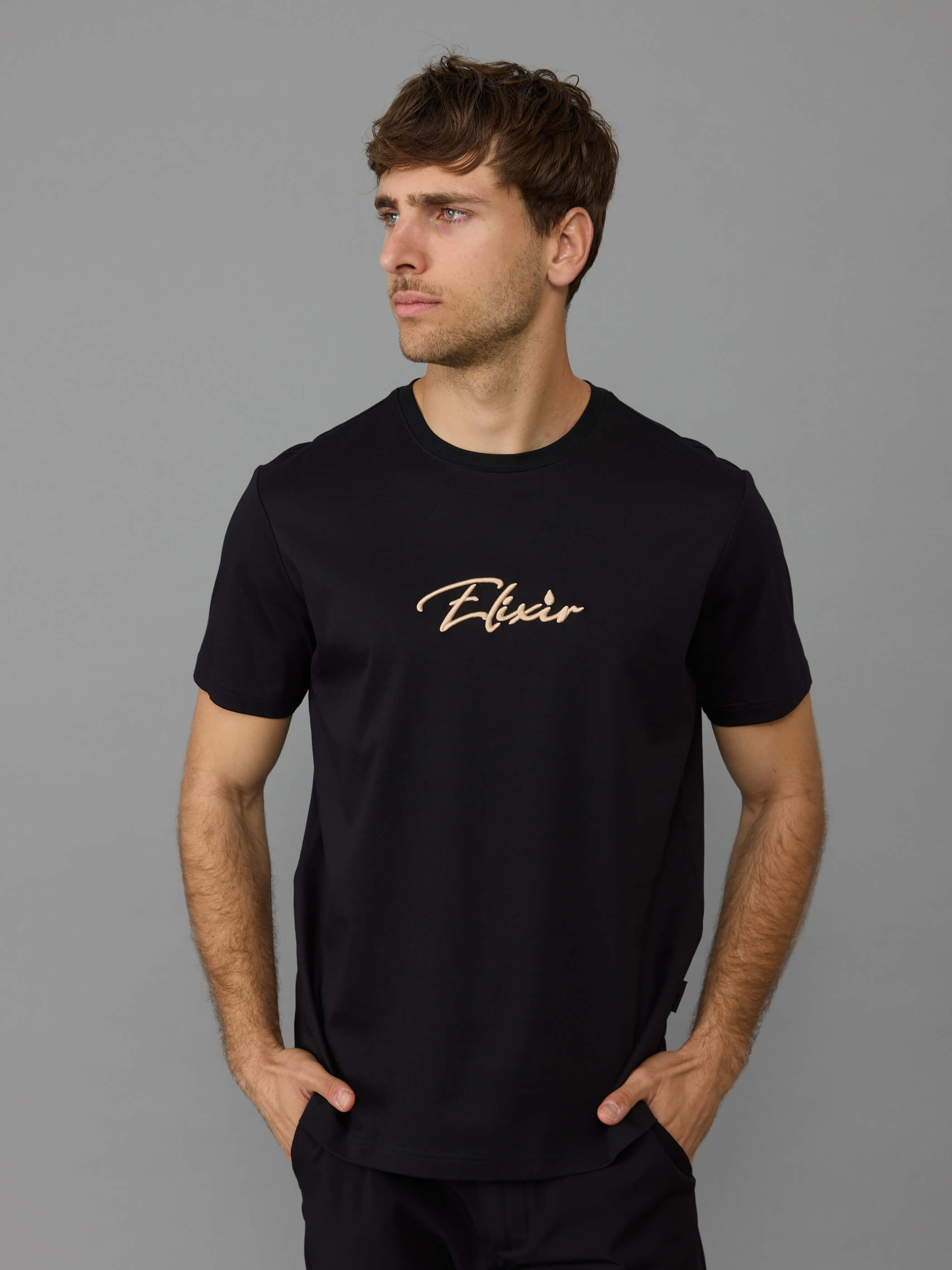 חולצת טישירט קצרה אליקסיר Chest Embroidery גברים