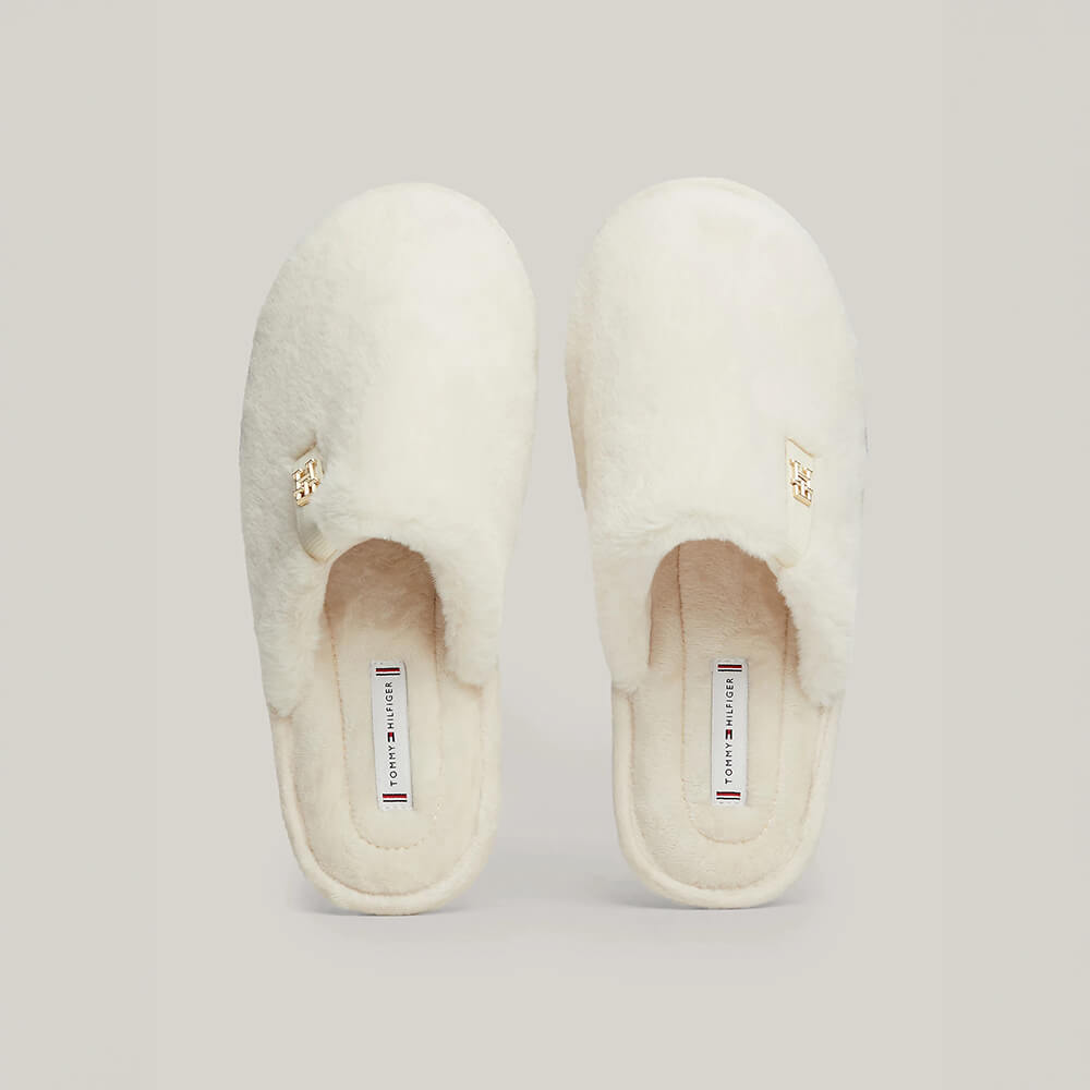 כפכפי טומי הילפיגר Monogram Plaque Fleece Slippers נשים