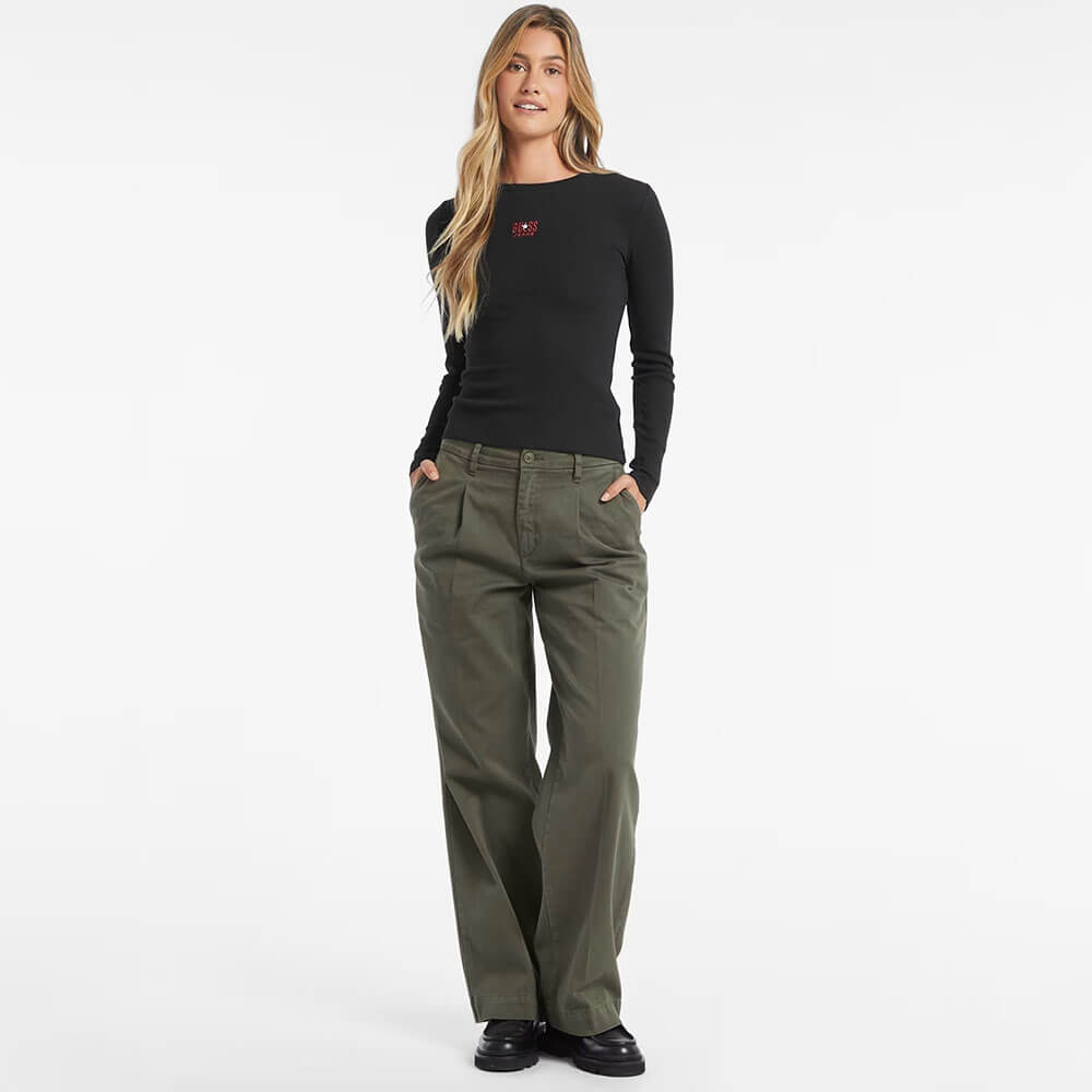 חולצת טישרט ארוכה Guess Slim Embroidered Logo Tee נשים