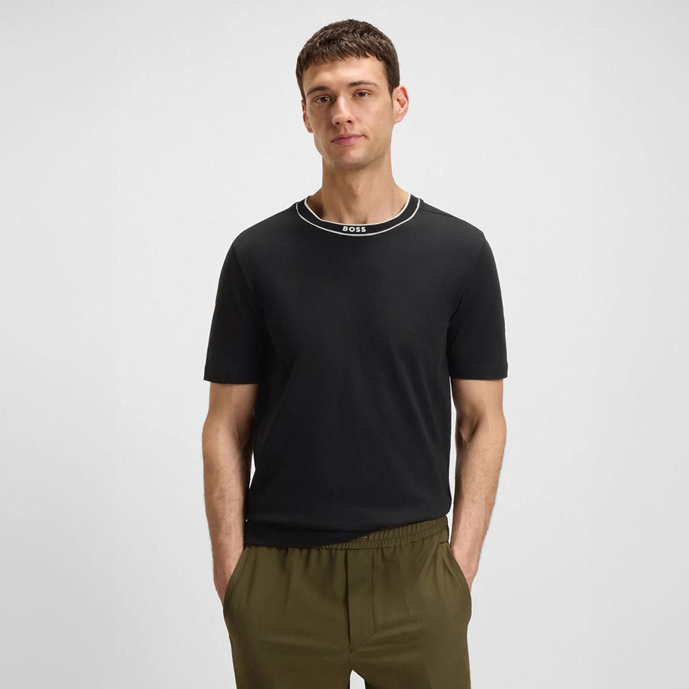 חולצת טישירט קצרה הוגו בוס Striped Logo Graphic גברים