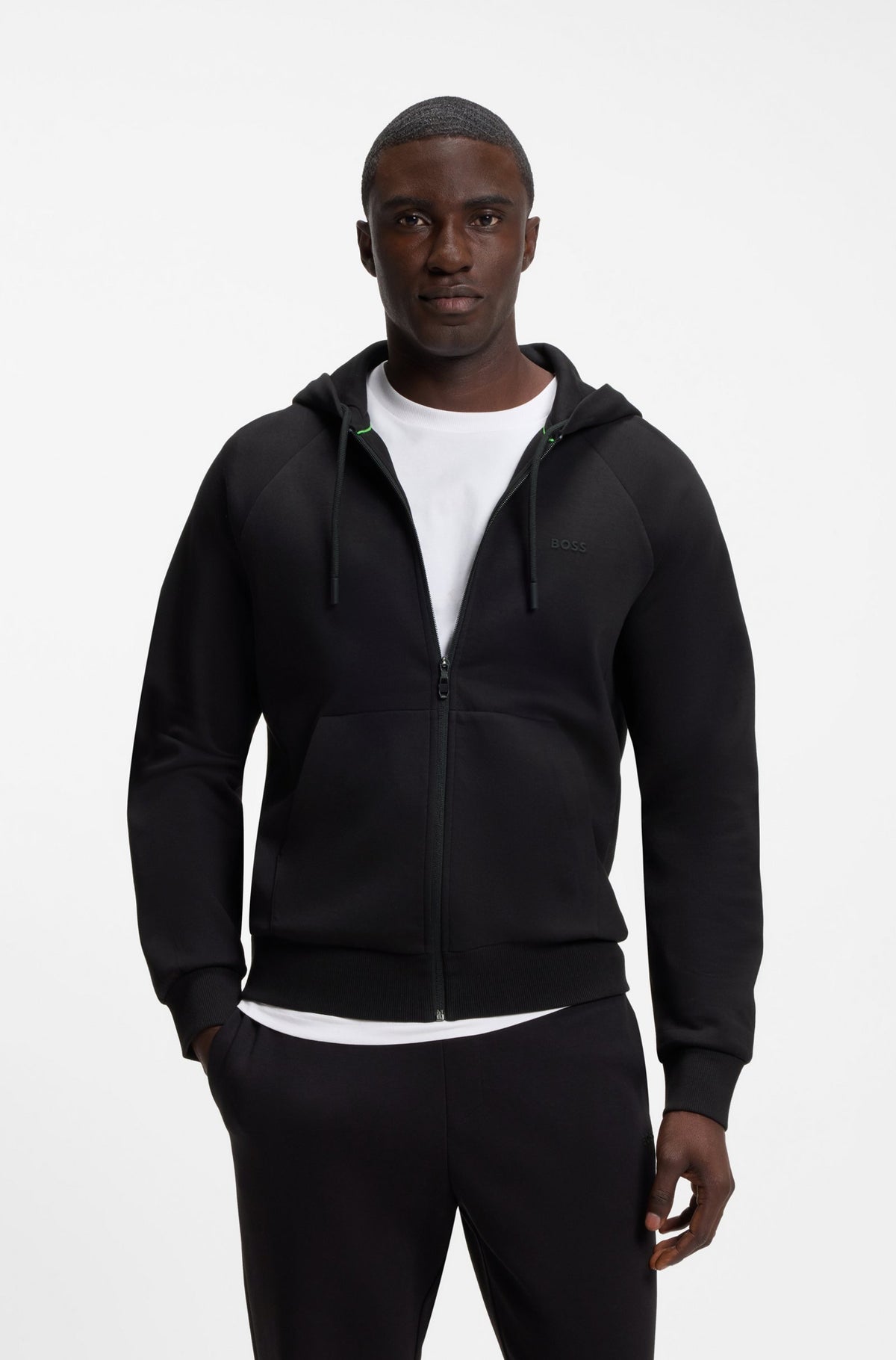 ג'קט הוגו בוס Stretch-Cotton Zip-Up גברים - hbs-50565305-001-XS