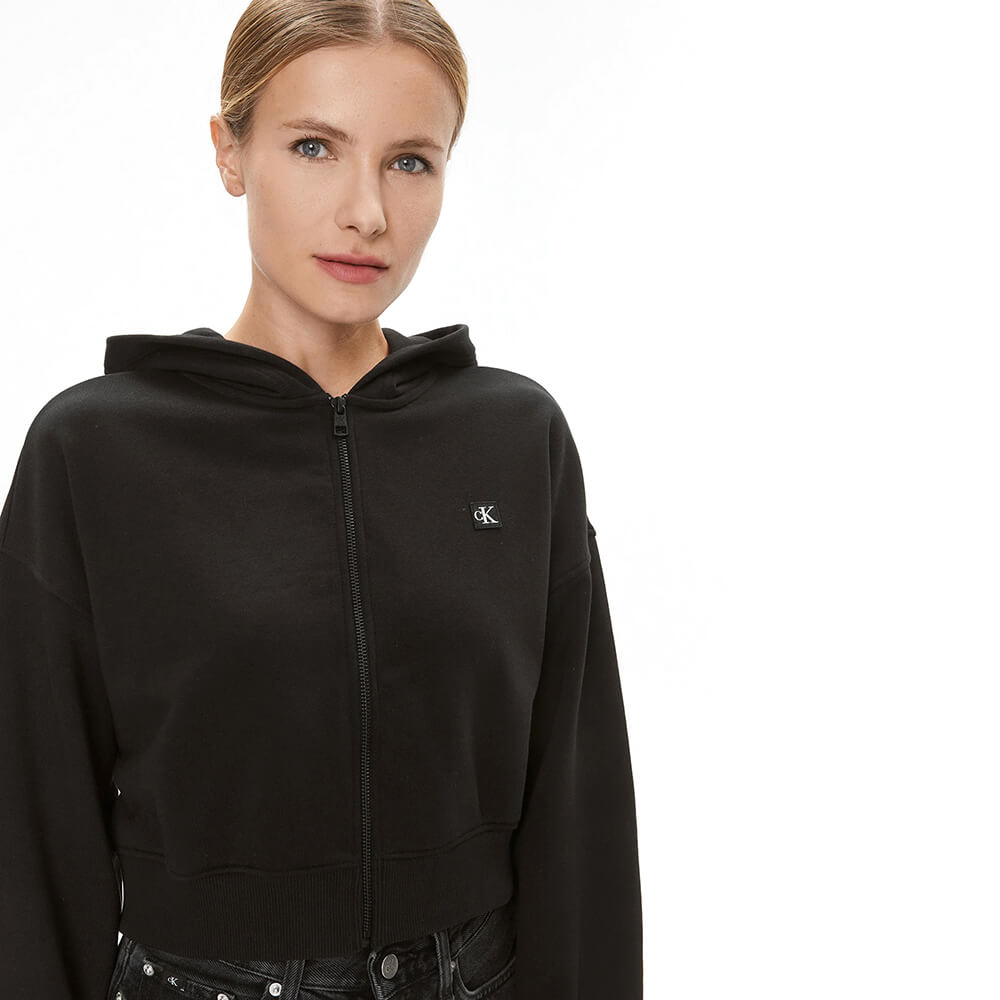 ג'קט קפוצ'ון קלווין קליין Cropped Zip Up Hoodie‏ נשים