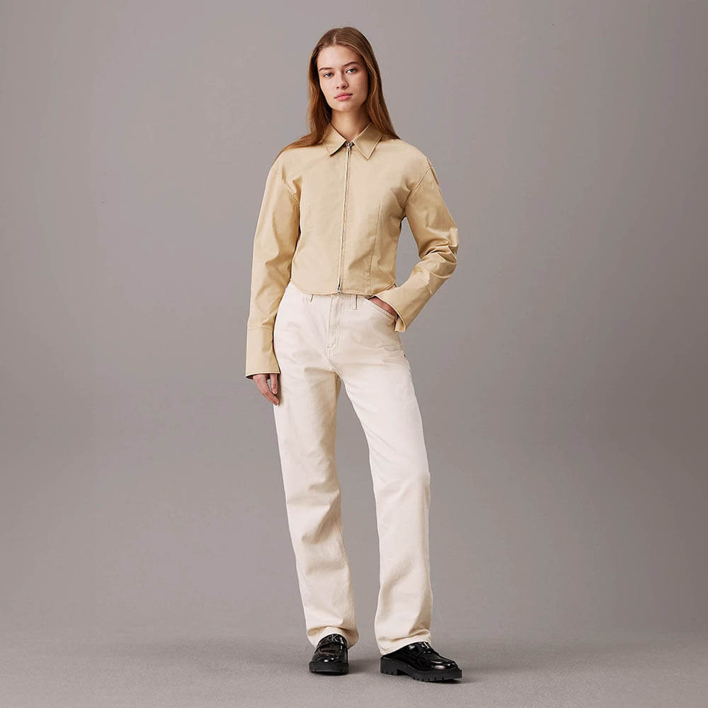 חולצת קלווין קליין עם רוכסן Zipped Cotton Top נשים