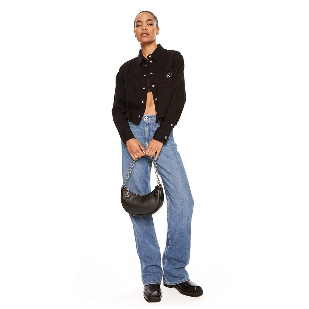 חולצה מכופתרת ג'ינס קלווין קליין Cropped Dad Denim נשים