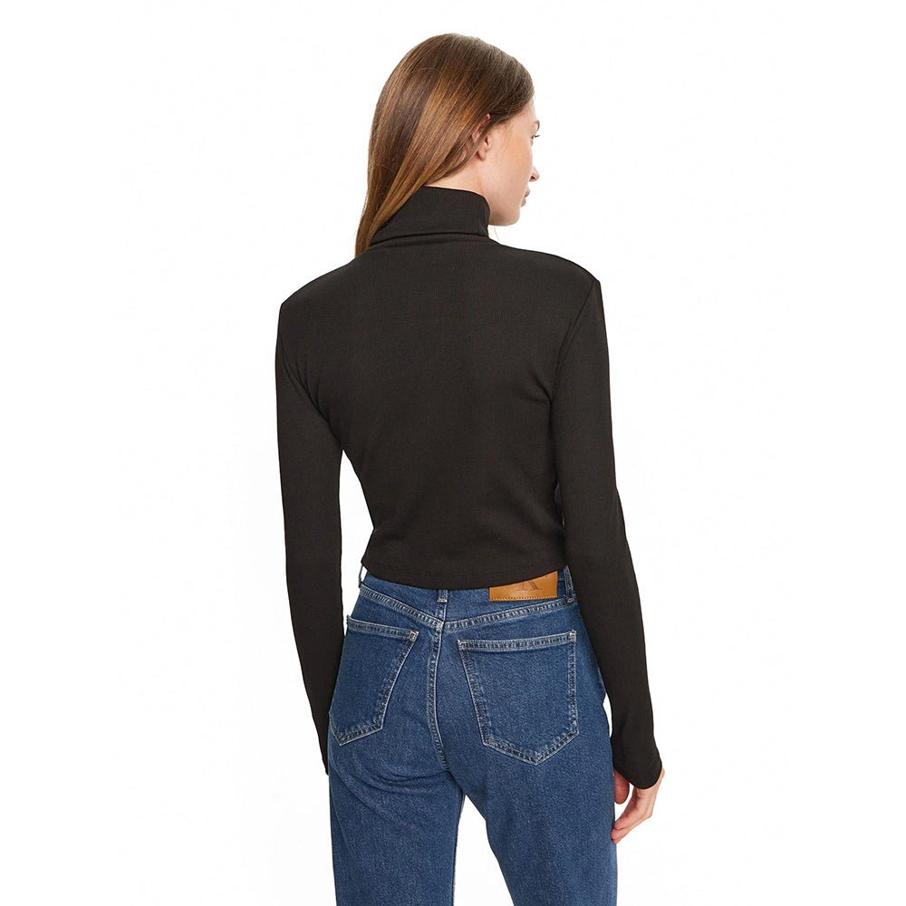 Woven Label Rib Long Sleeve Beh Ck Black