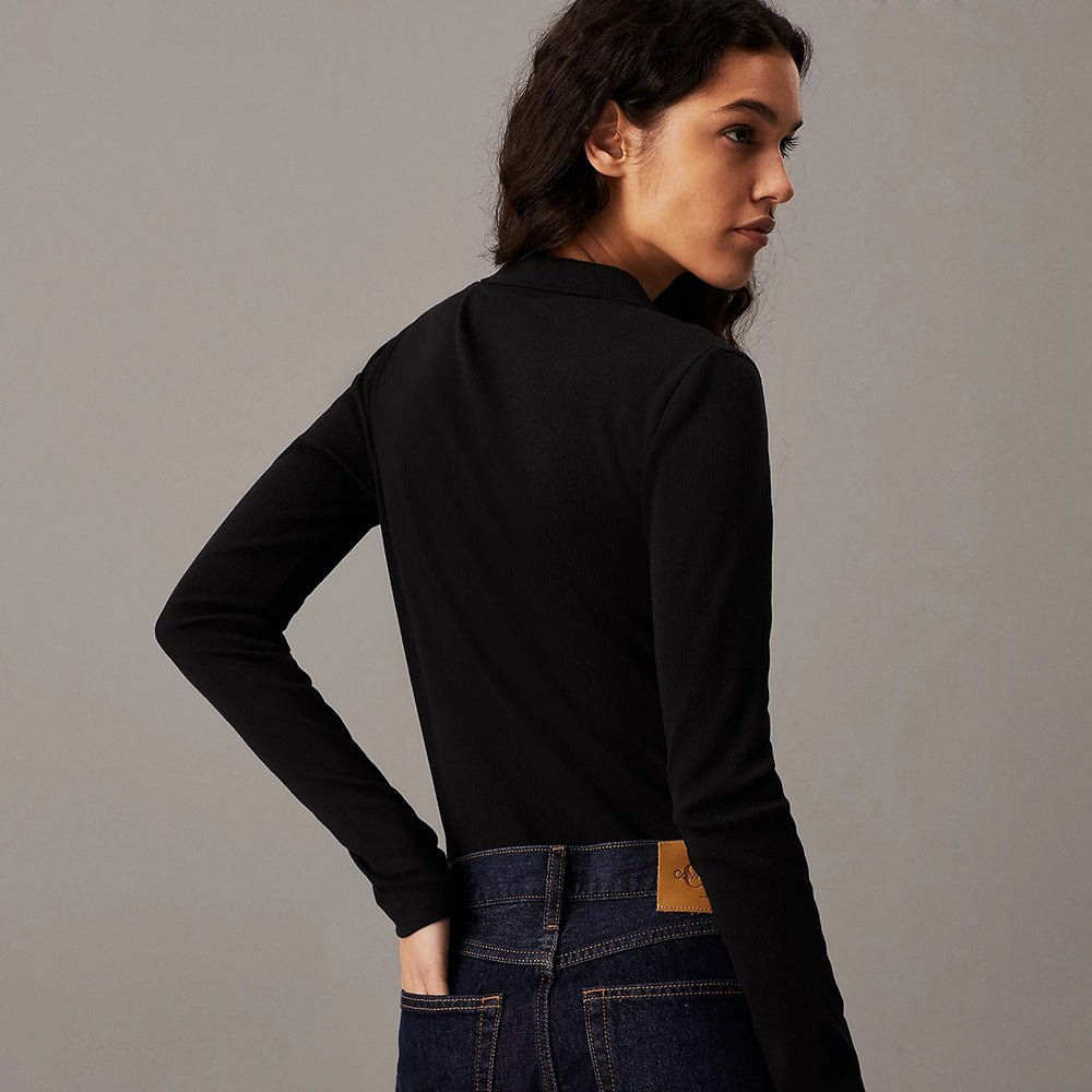בגד גוף קלווין קליין Woven Label Rib Polo Body נשים