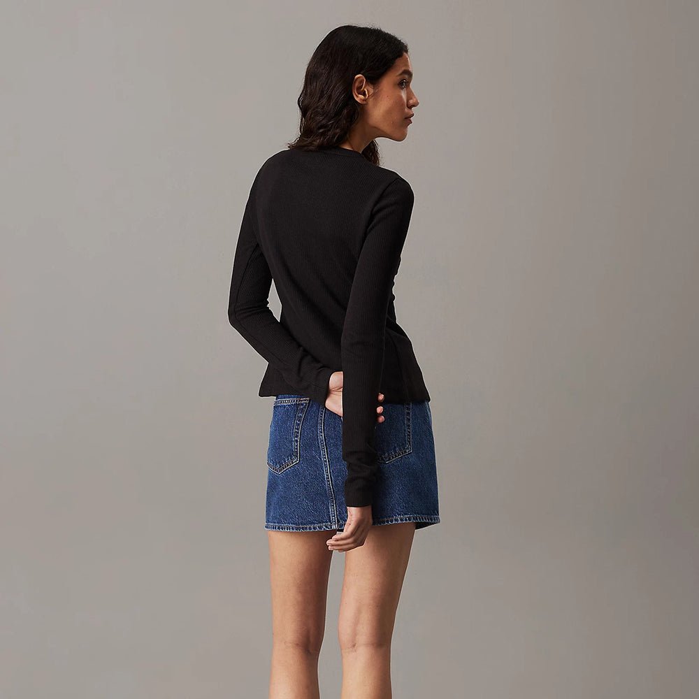 קרדיגן קלווין קליין Slim Ribbed Cotton Cardigan נשים