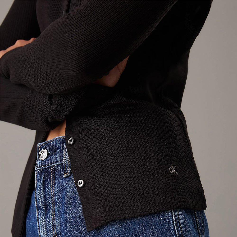 קרדיגן קלווין קליין Slim Ribbed Cotton Cardigan נשים