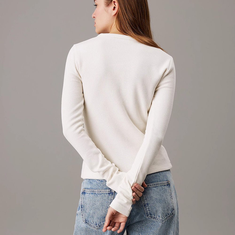 קרדיגן קלווין קליין Slim Ribbed Cotton Cardigan נשים