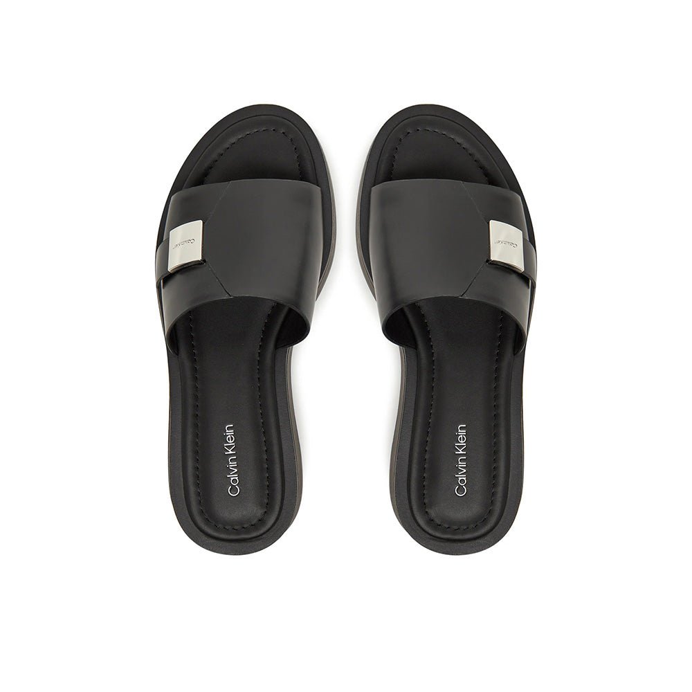 כפכפי קלווין קליין Leather Platform Sliders נשים