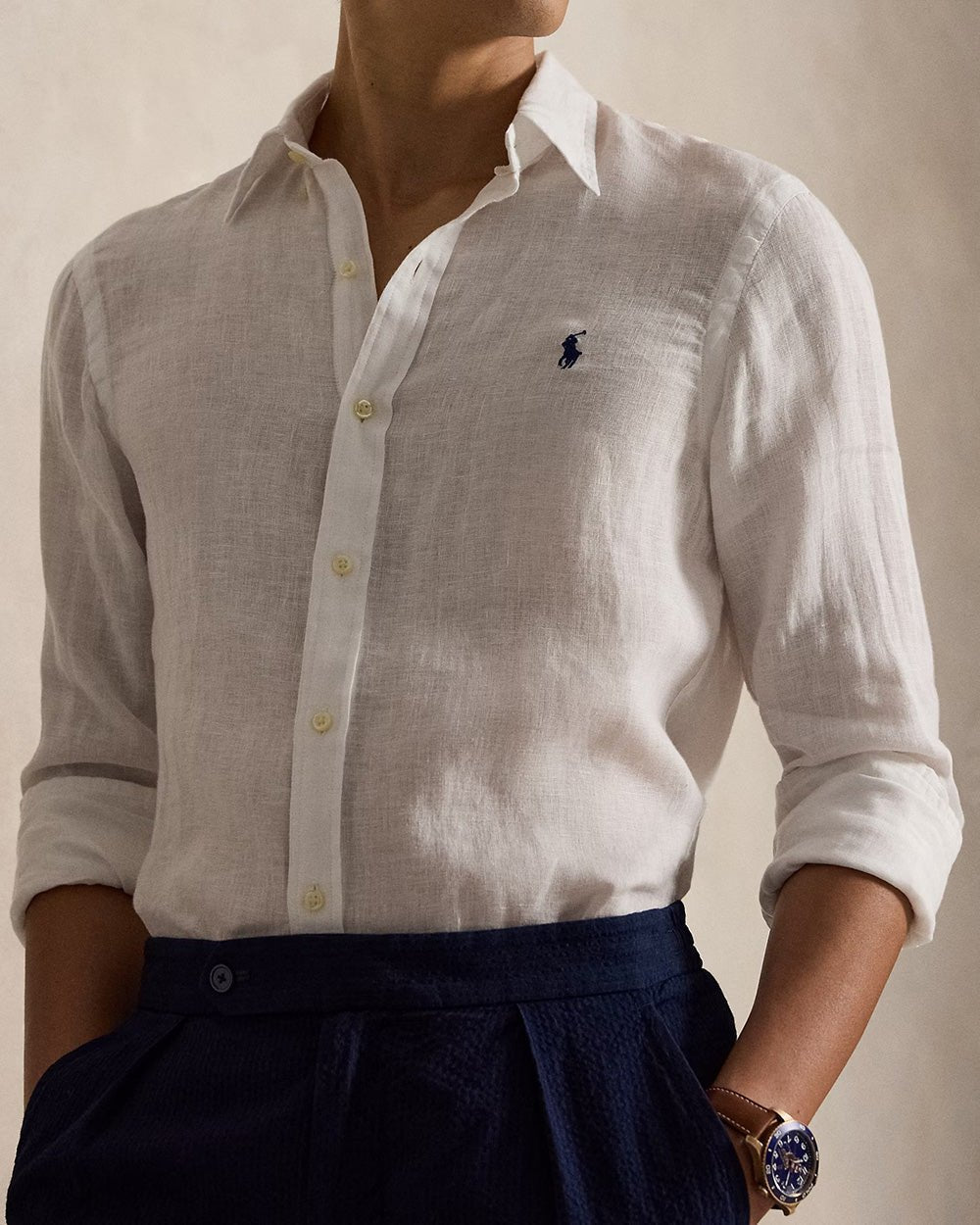 חולצה מכופתרת פולו ראלף לורן Slim-Fit Leinenhemd גברים