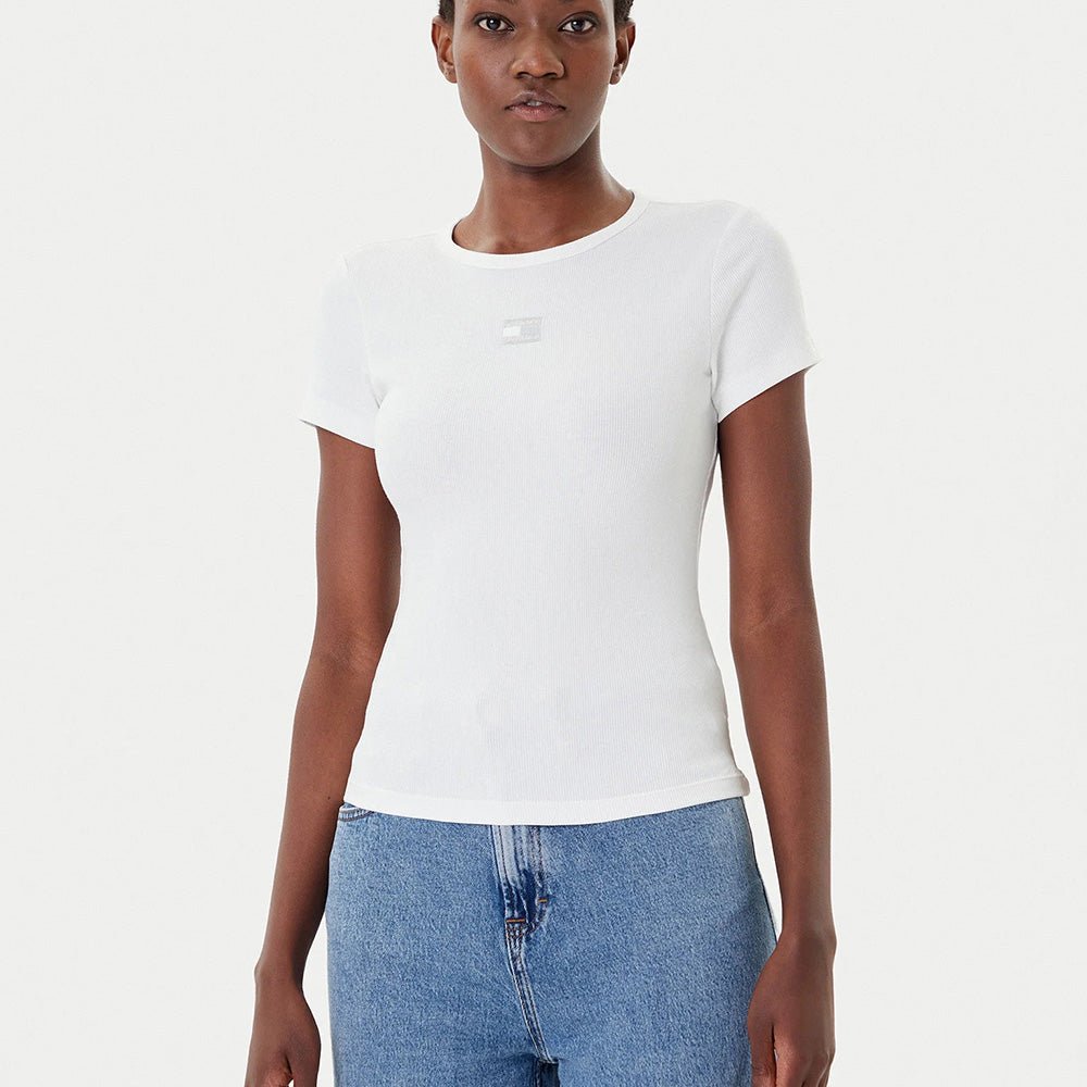חולצת טישירט קצרה טומי הילפיגר Slim Badge Rib נשים