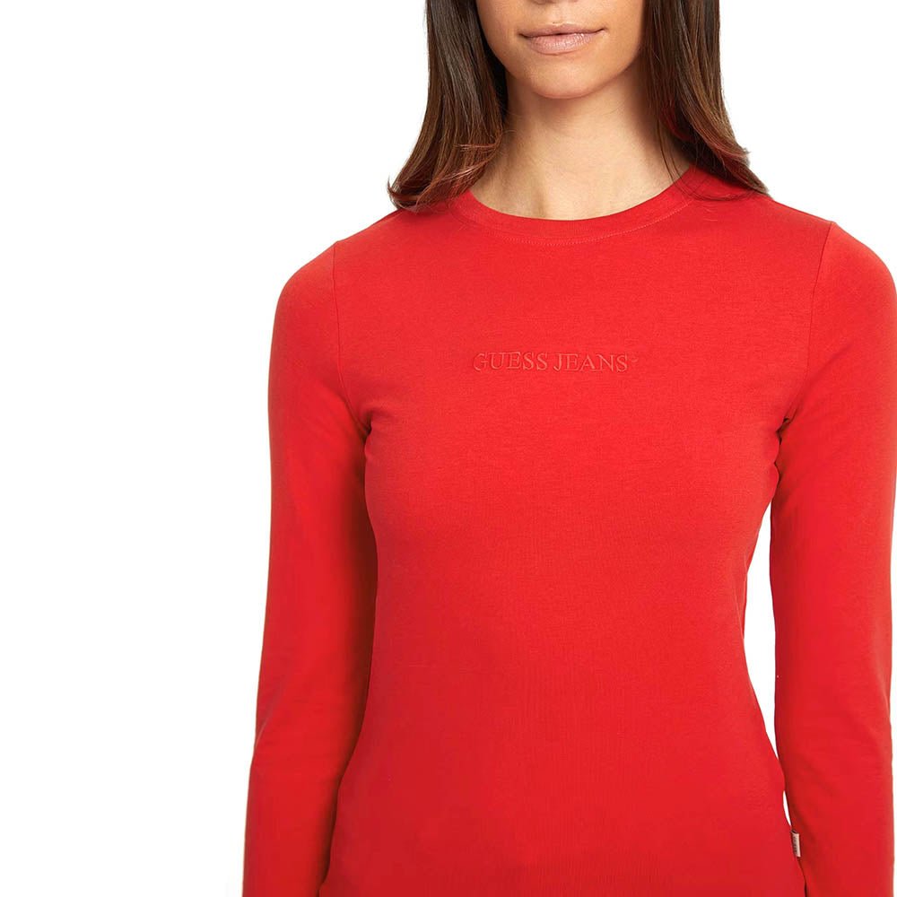 חולצת טישרט ארוכה Guess Slim Logo E - Mid Organic Stretch נשים
