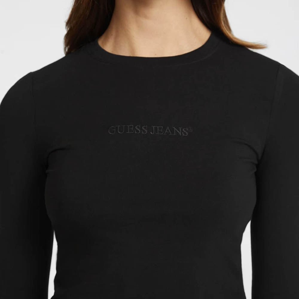 חולצת טישרט ארוכה Guess Slim Logo E - Mid Organic Stretch נשים
