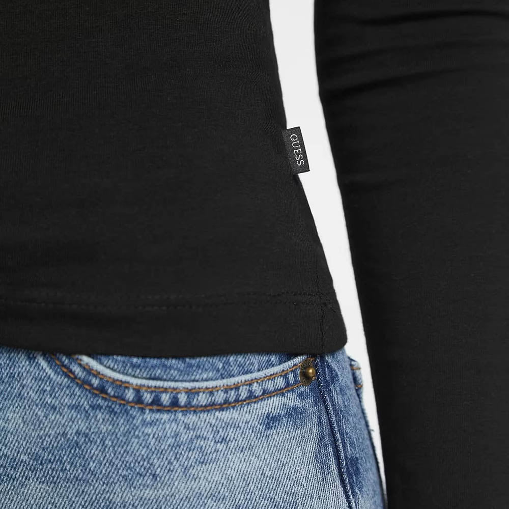 חולצת טישרט ארוכה Guess Slim Logo E - Mid Organic Stretch נשים