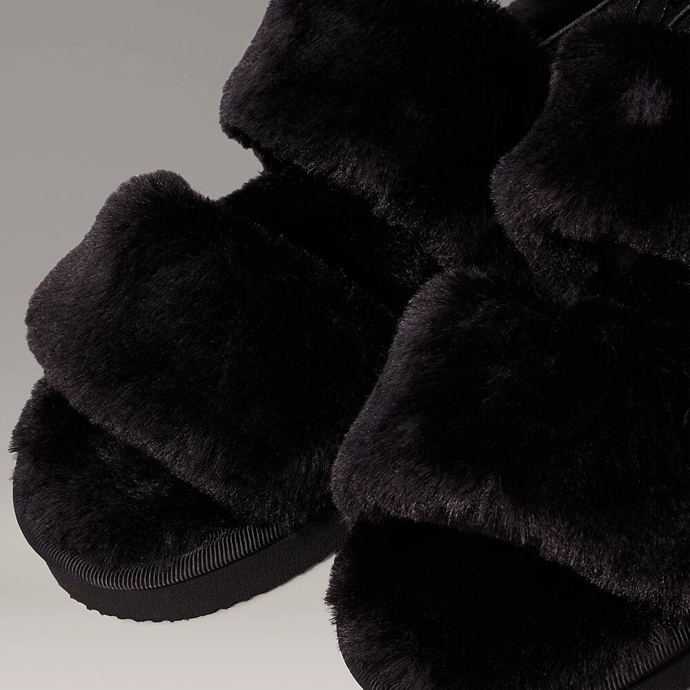 סנדלי קלווין קליין Faux Fur Slippers נשים