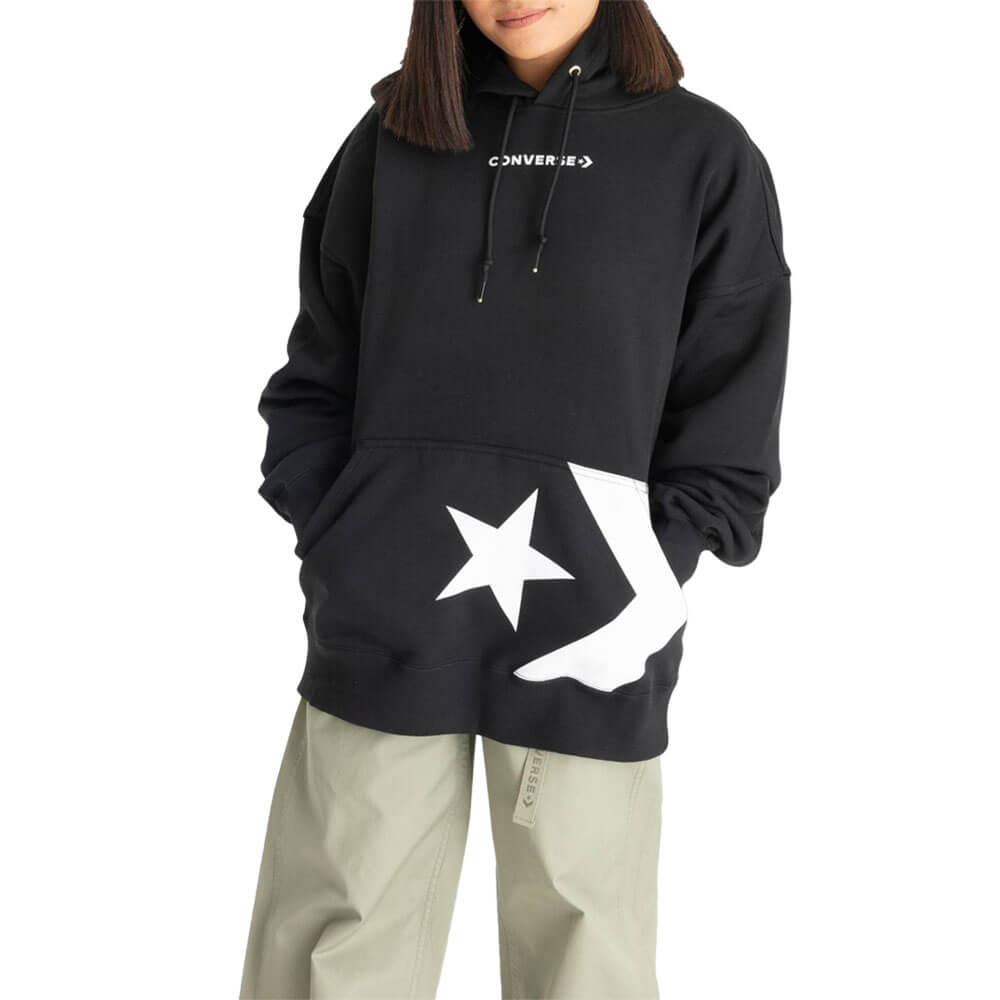 סווטשירט קפוצ'ון קונברס Star Chevron Pocket Hoodie נשים