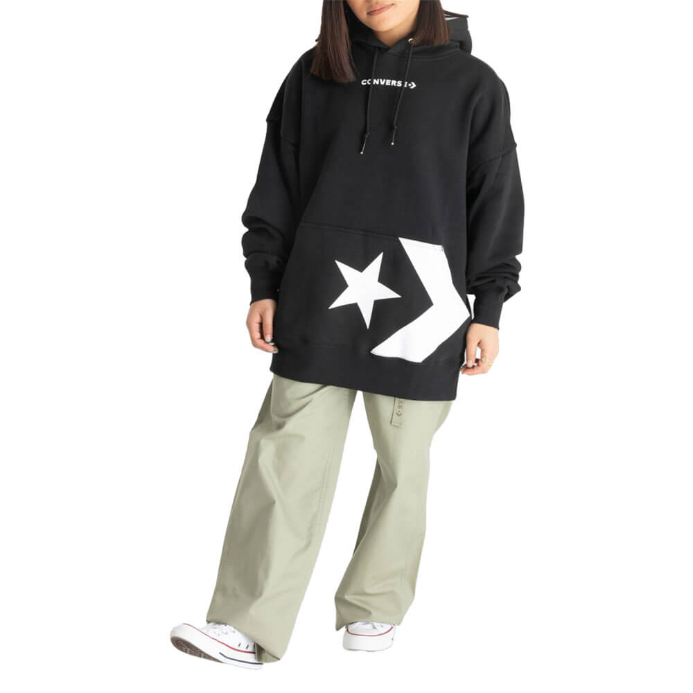 סווטשירט קפוצ'ון קונברס Star Chevron Pocket Hoodie נשים
