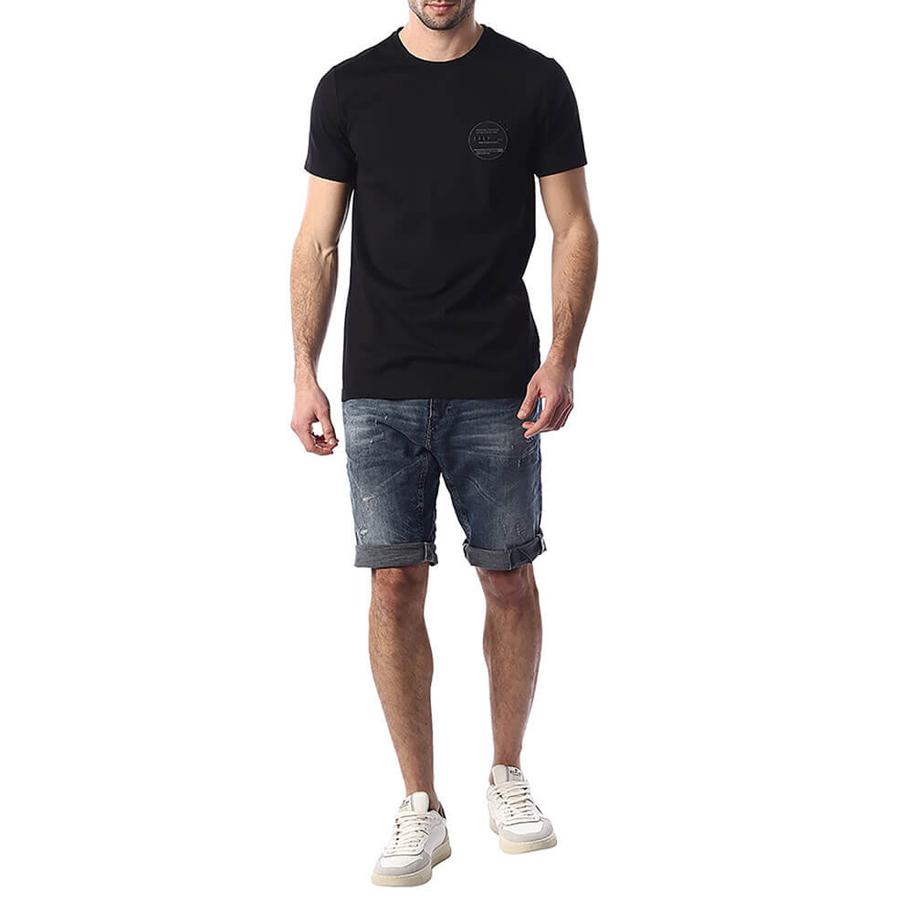 חולצת טישרט ריפליי קצרה עיגול לוגו וכיתוב לאורך גברים - rpy-22265877-00-S