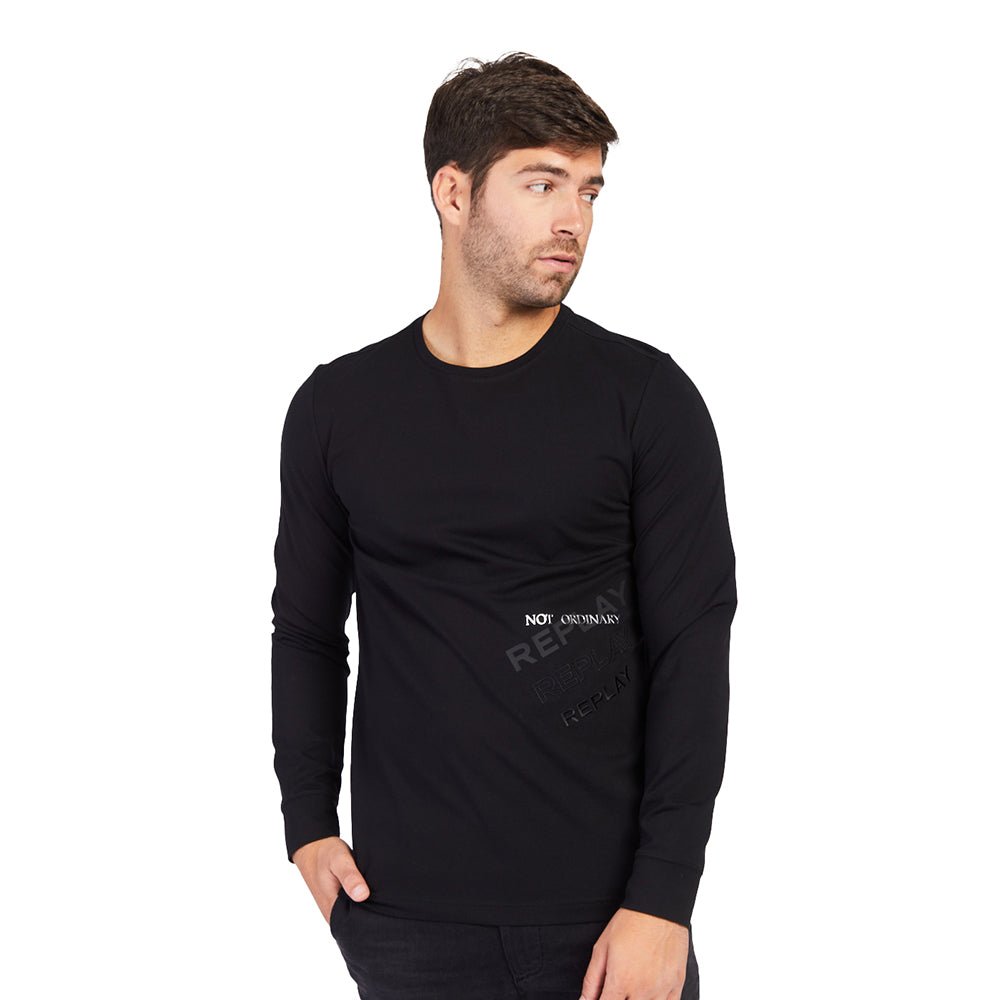 חולצת טישרט ריפליי ארוכה כיתוב אלכסון גברים