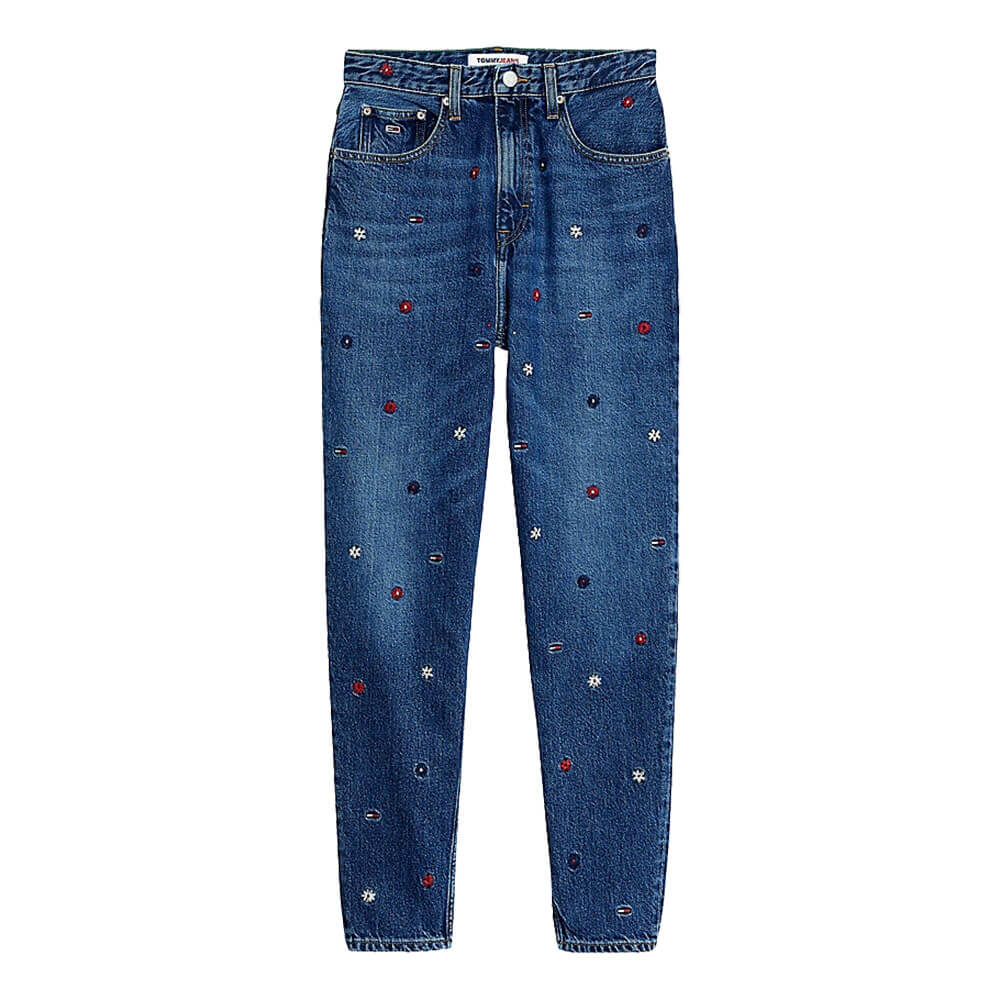 ג'ינס טומי הילפיגר Mom Ultra High Rise Tapered EmbroIdery Jeans נשים