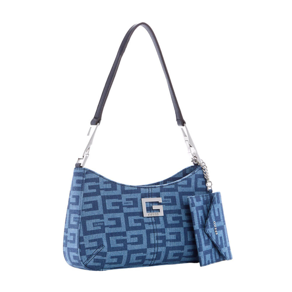 תיק צד Guess נשים Denim Monogram Shoulder Bag