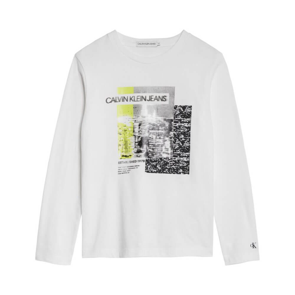 חולצת טישרט קלווין קליין ארוכה Kids City Photo Print Tee בנים