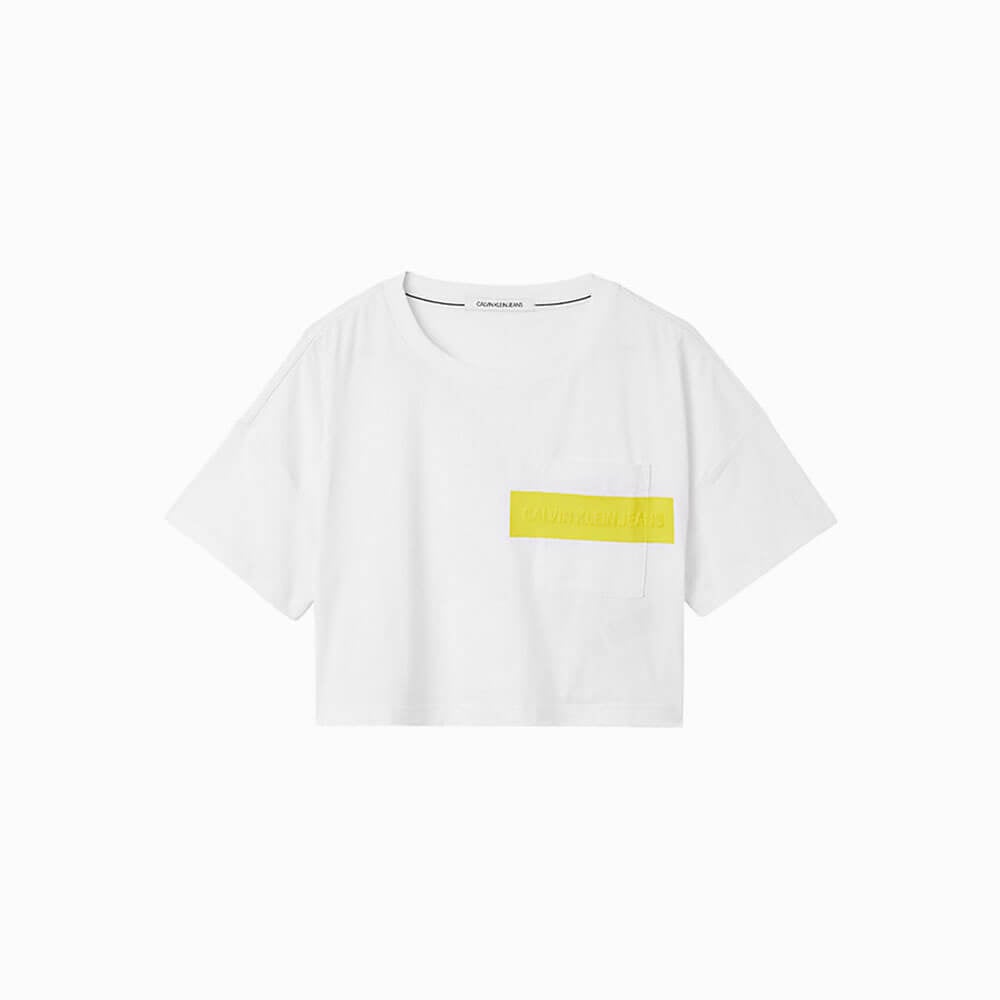 חולצת טישרט קלווין קליין קצרה Hero Logo Crop Top נשים
