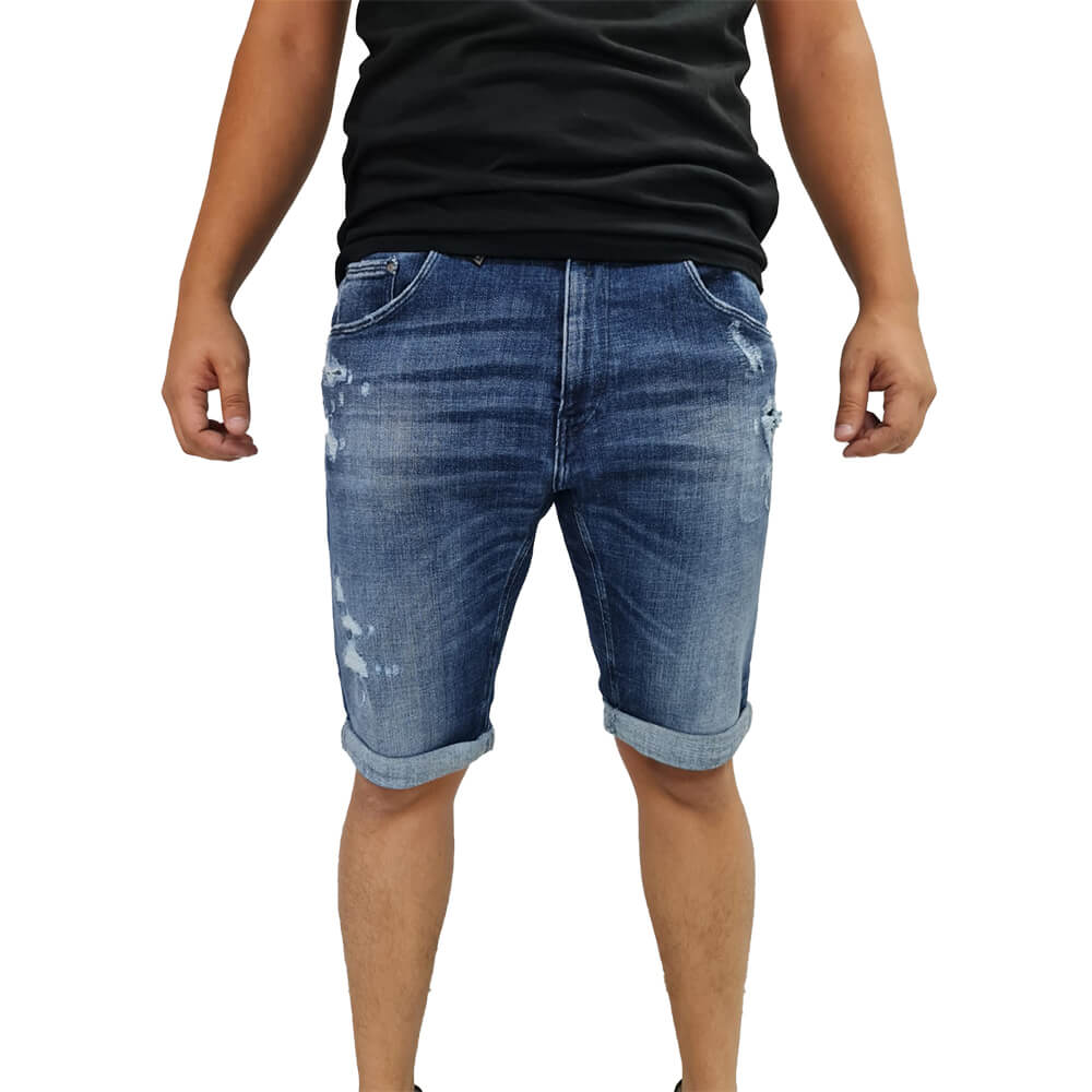 ג'ינס ריפליי קצר עם שפשפוצים וקרעים גברים