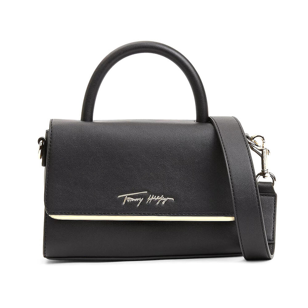 תיק צד טומי הילפיגר עם ידית נשיאה וכיתוב לוגו מחובר נשים- פלטין