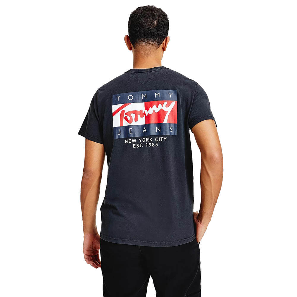חולצת טישרט טומי הילפיגר קצרה Vintage Flag Signature Logo גברים