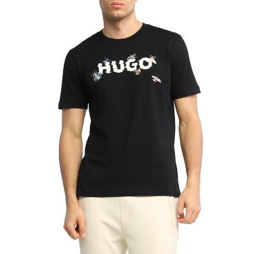 חולצת טישירט קצרה הוגו הדפס לוגו מעופפים גברים